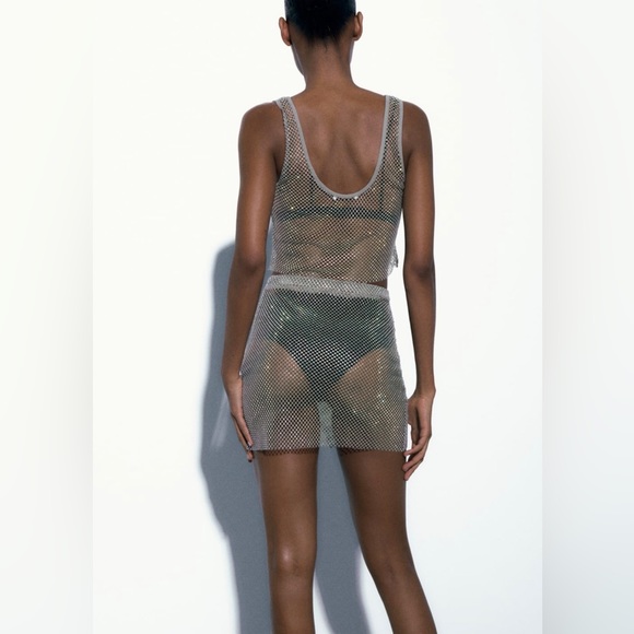 Zara Rhinestone Mesh Mini Skirt - Picture 3 of 5